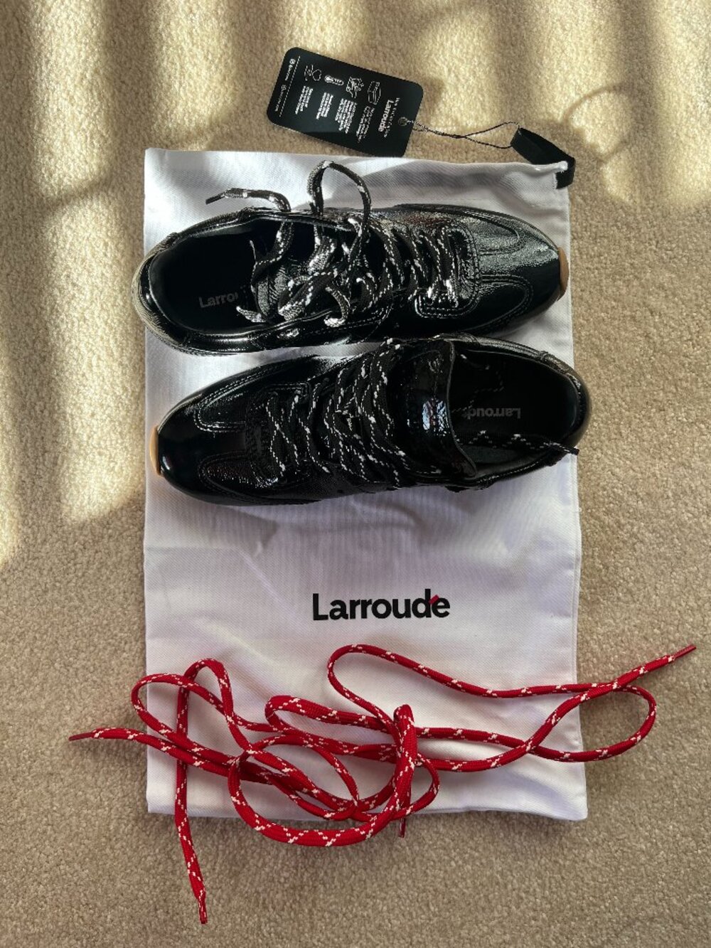 Larroude Stella Black Patent Sneaker- Size 6.5